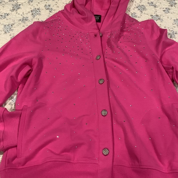 Christine Alexander Pink hoodie with Swarovski Crystal Studs Size S Perfect Cond - Picture 3 of 12